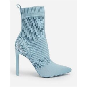 Steve Madden Women's Light Blue Maxwell Rhinestone Stiletto Sock Boots Size 8.5M